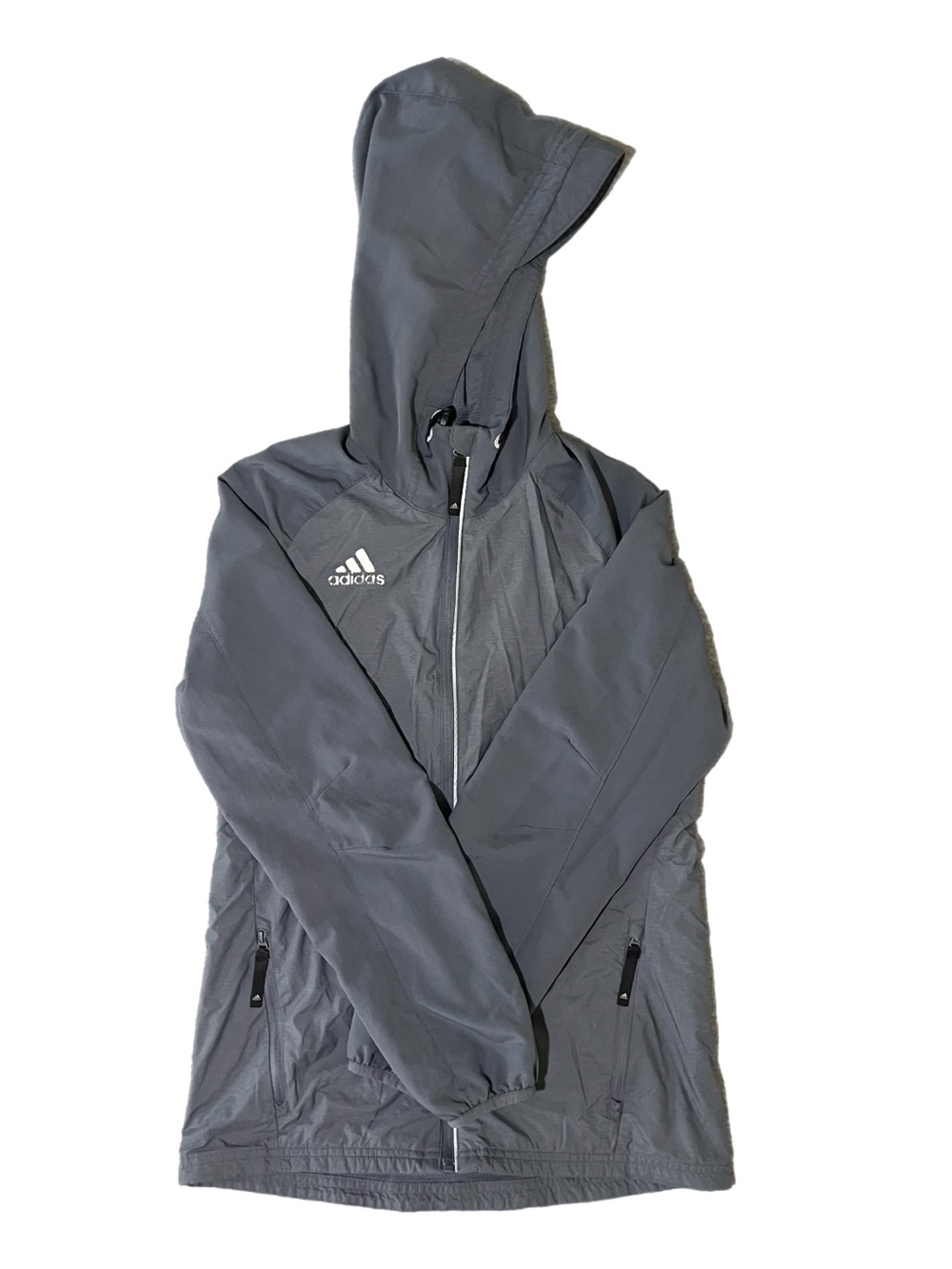 🪨 Adidas Hooded Windbreaker Jacket in Charcoal Gray | Men’s Sz XS